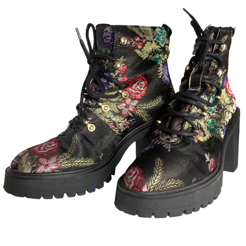 VAGABOND $225  *NIB* tapestry floral chunky rubber tread  boots ⇒ Anthropologie - Picture 12 of 12
